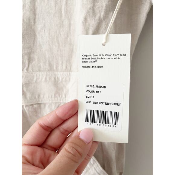 NEW Mate the Label Linen Short Sleeve Jumpsuit Classic Utility Size Small - Picture 9 of 10